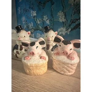 Vintage Shawnee Pottery Pink Pig Salt & Pepper Shakers Set of 2